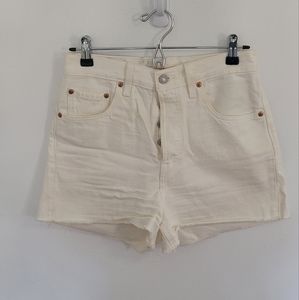 Levi's Ribcage White Denim Shorts in women's size 27